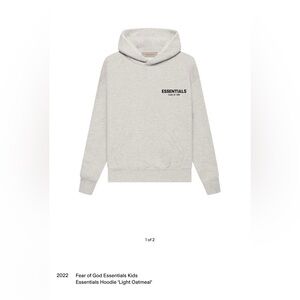 Brand new 2022 Essentials Light Oatmeal kids Hoodie size 12 kids